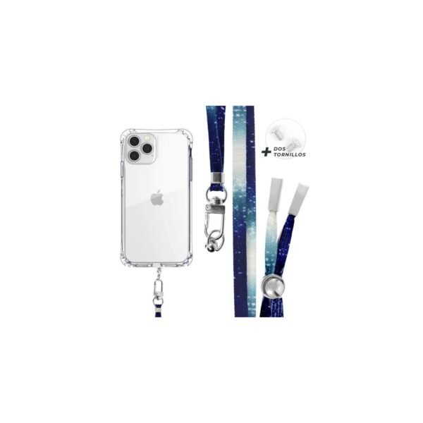Cordón Plano Universal con Enganche y Tornillo para Funda de Móvil – Azul y Morado
