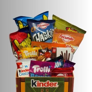 Cesta Regalo Estrella TekHobe - Surtido Gourmet de Snacks, Gominolas y Chocolate para Regalar