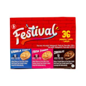 Festival Galletas Surtidas Rellenas, Vainilla, Fresa y Chocolate 36 unidad