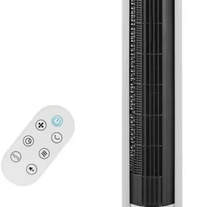 OmniBreeze Smart – Ventilador de Torre Inteligente con Wi-Fi (Blanco y Negro)